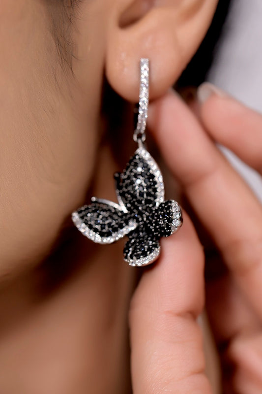 Black butterfly earrings