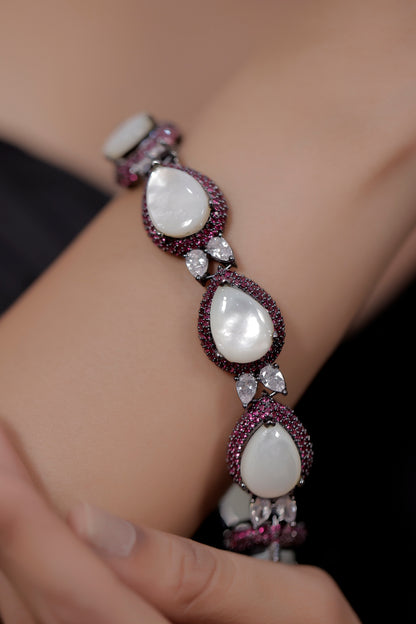 mop cz black polish bracelet