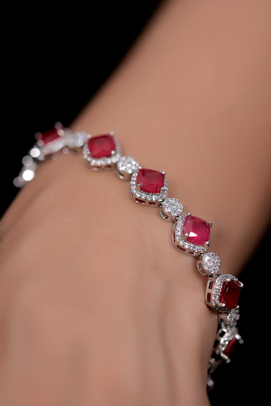 diamond white ruby gold bracelet