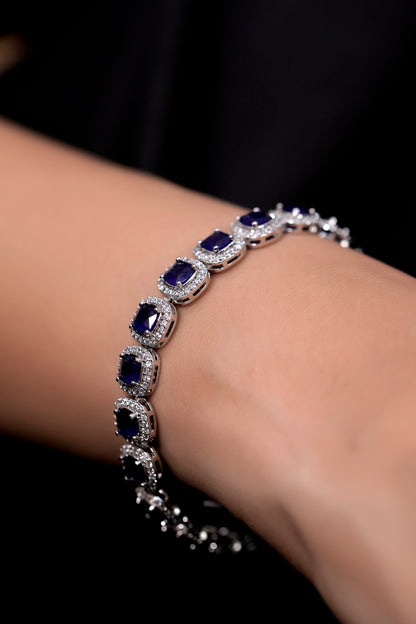 sapphire blue silver cz bracelet