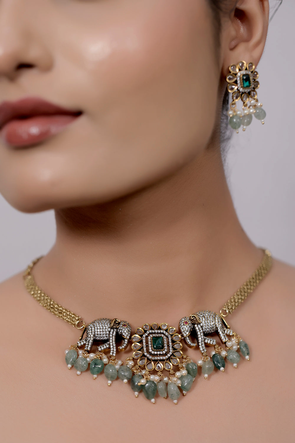 elephant cz choker set