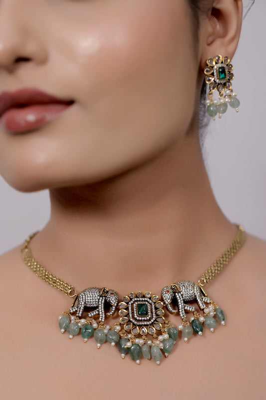 elephant cz choker set