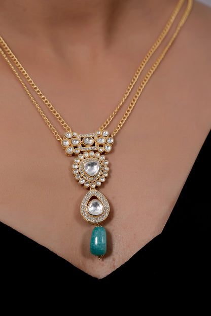 uncut polki pendant set