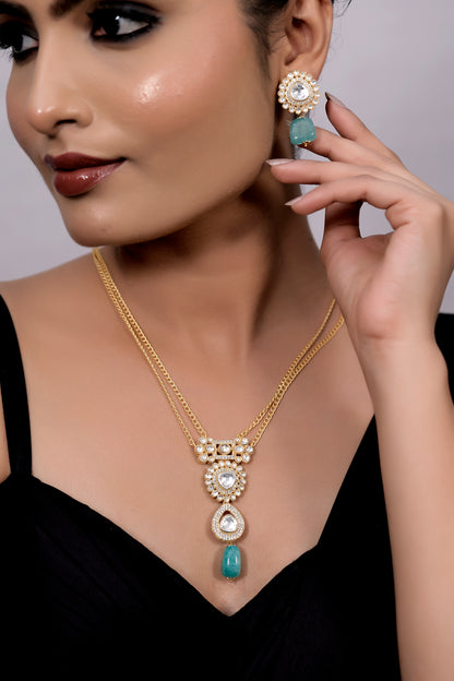 uncut polki pendant set