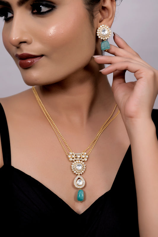 uncut polki pendant set