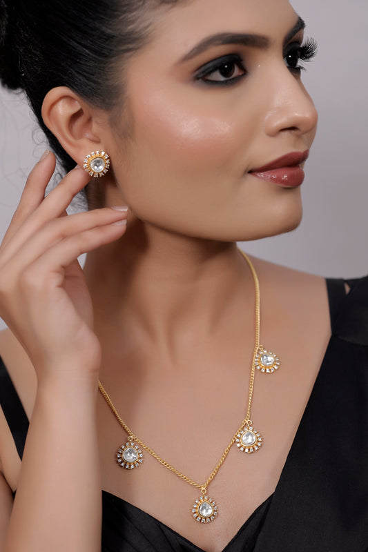 kundan gold polish necklace