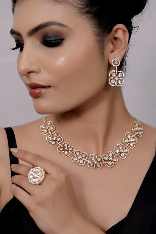 kundan choker set square design