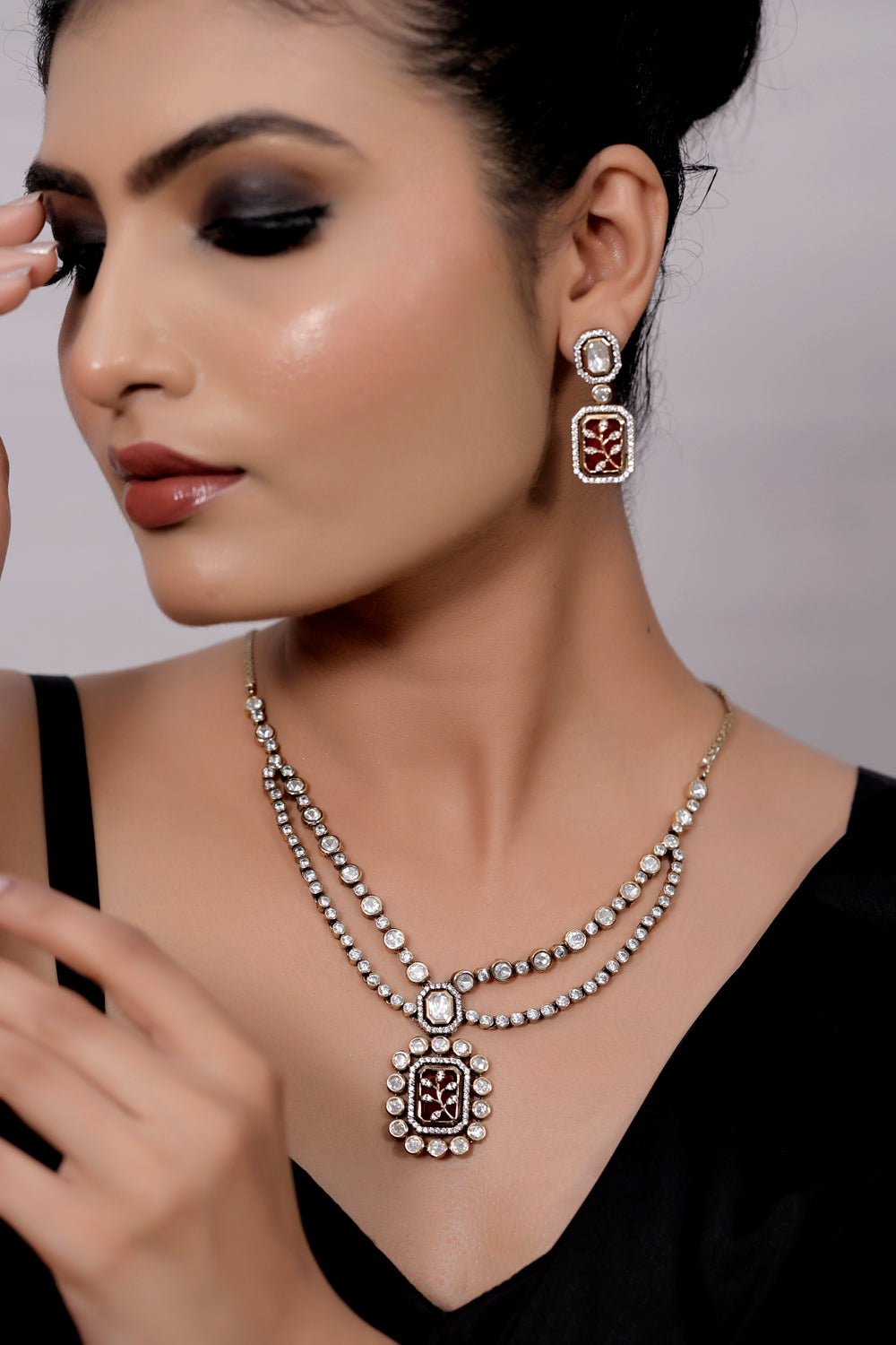 red multilayer kundan necklace