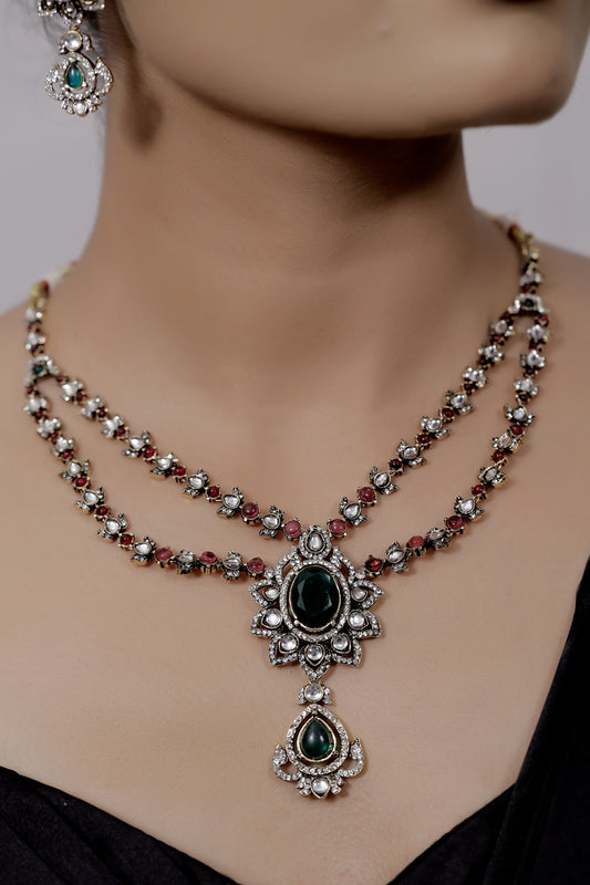 ruby kundan stone necklace