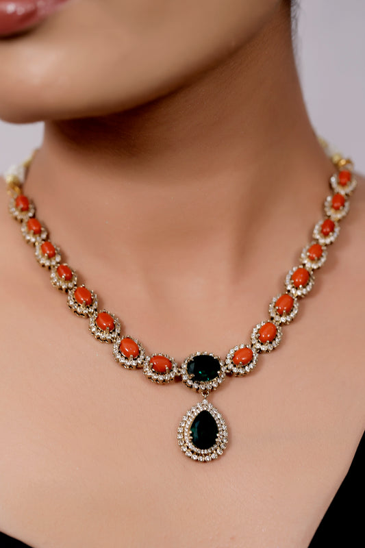 red green diamond necklace