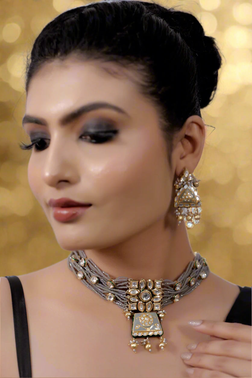 kundan choker earrings