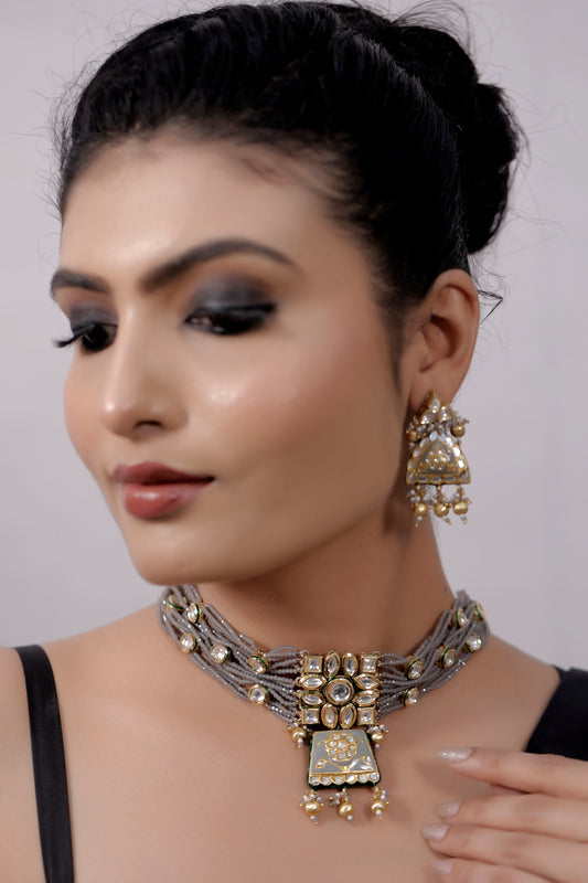 kundan choker earrings