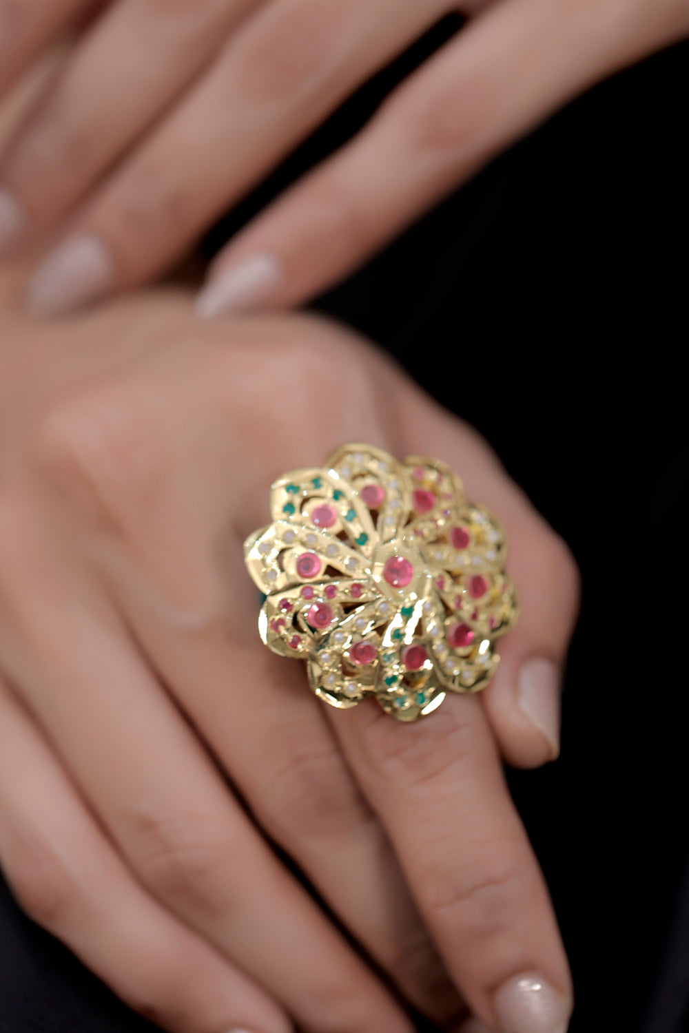 kundan finger ring