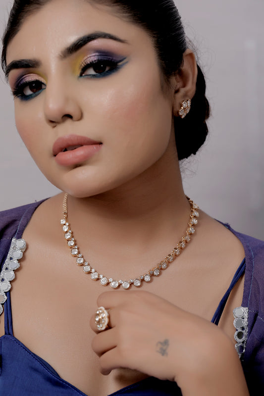 delicate mossanite kundan necklace set