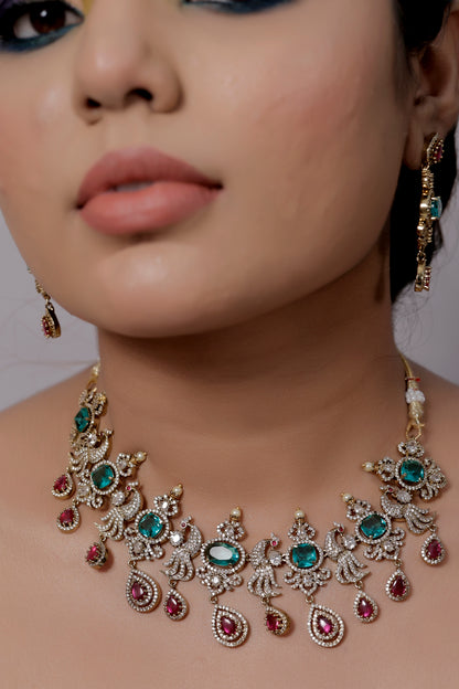 green ruby necklace set
