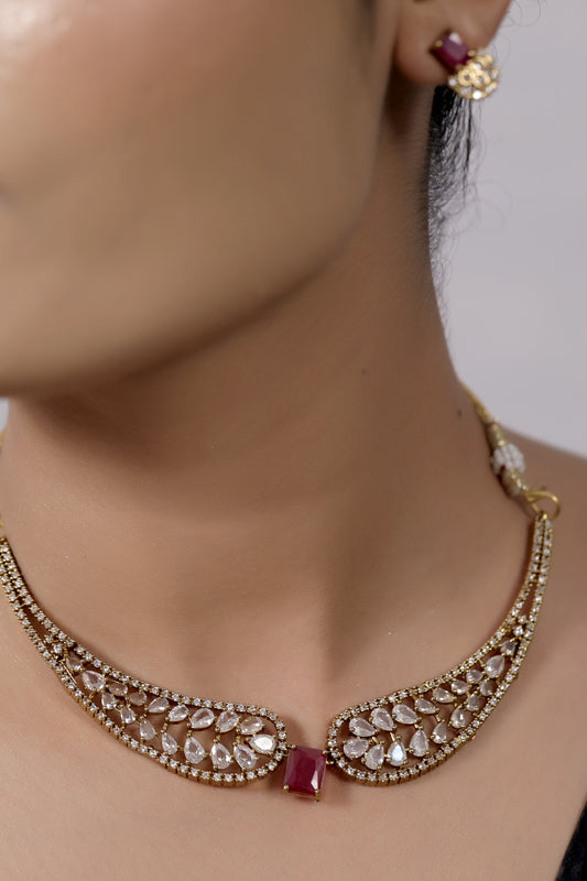 red cz chokers
