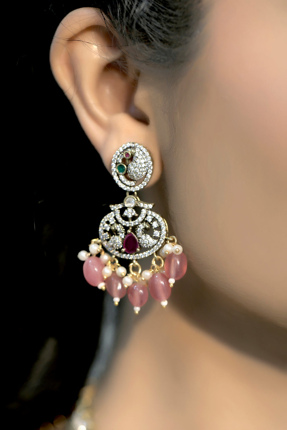 cz studded necklaceearing