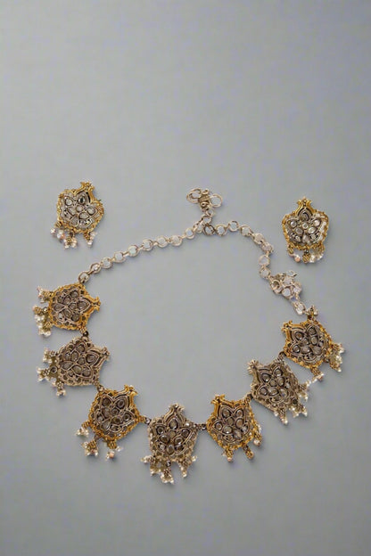 Tribal Choker Necklace Earrings Set trchnes230378