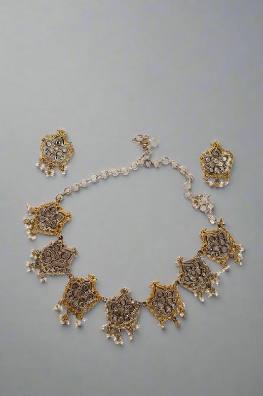 Tribal Choker Necklace Earrings Set trchnes230378