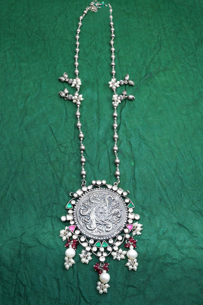 long silver necklace