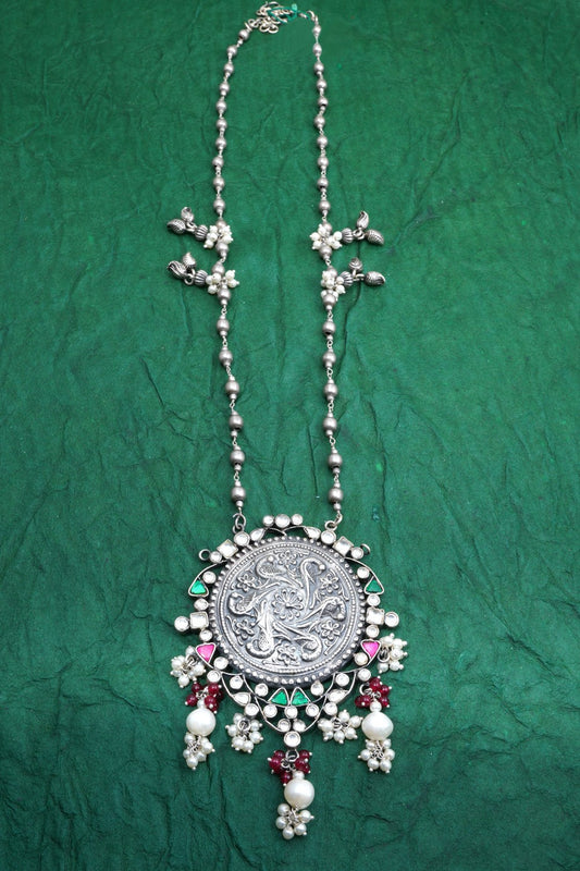 long silver necklace