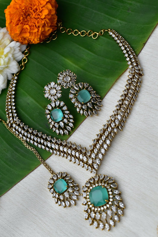 mint cz choker antique polish