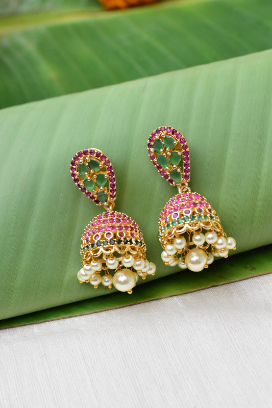 ruby jhumka earrings