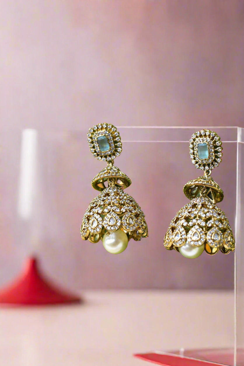 mint gold jhumkas