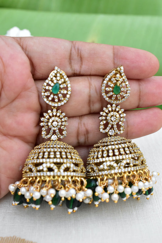 green cz earrings