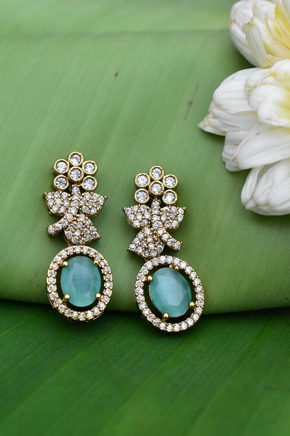 mint floral studs