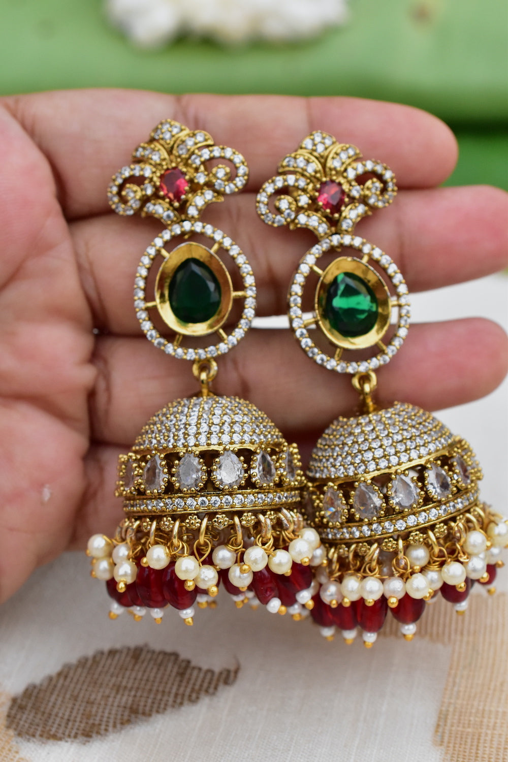 long victorian jhumka earrings