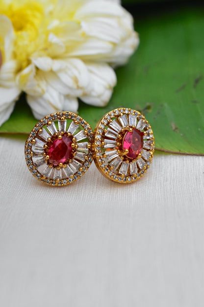 Ad zircon antique gold polish oval stud earrings adgpse250291