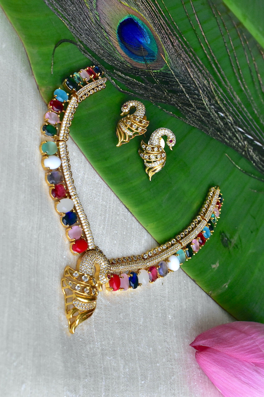 peacock necklace set