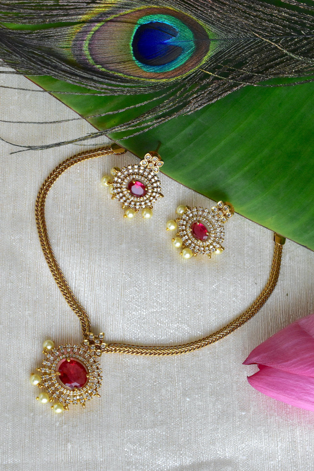 indian zirconia necklace set