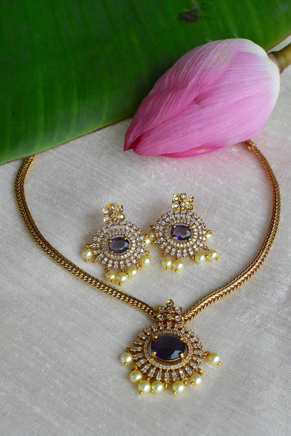 Zirconia antique gold Choker Set 250249