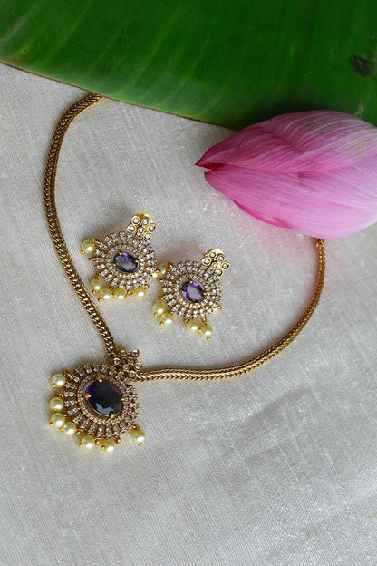 Zirconia antique gold Choker Set 250249