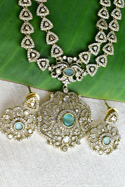 zirconia victorian green multi layer necklace set adgpchnes250120