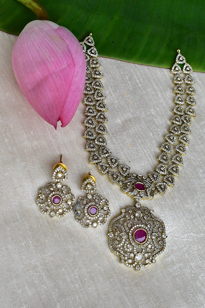 zirconia victorian green multi layer necklace set adgpchnes250120