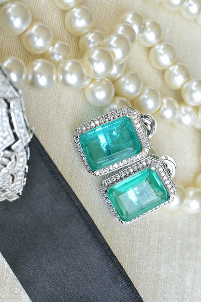 Ad silver diamond necklace earrings Set adspnes25014