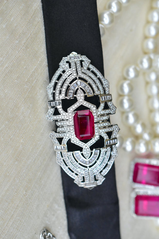 black satin pink doublet choker stud earrings set