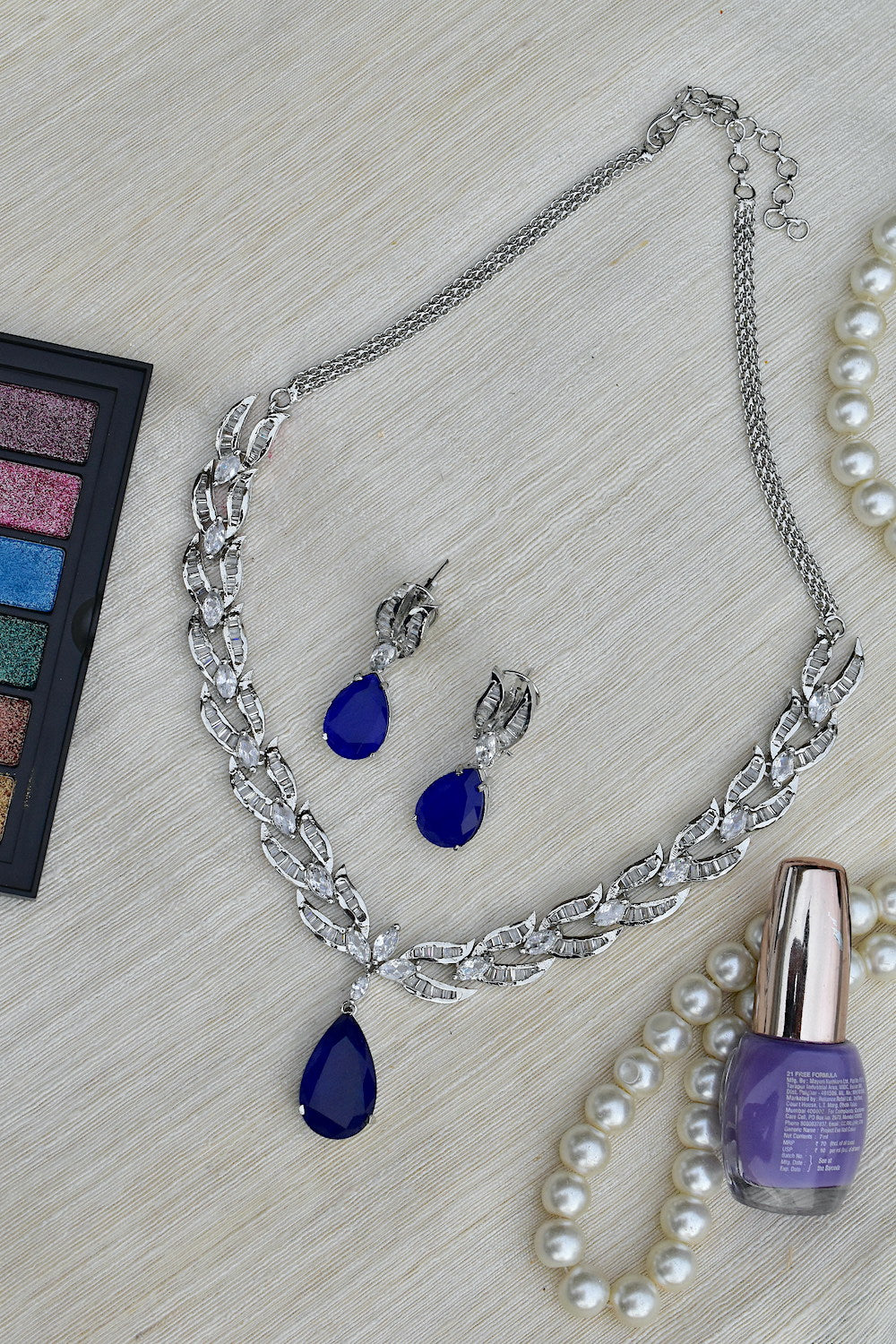 blue necklace earrings set