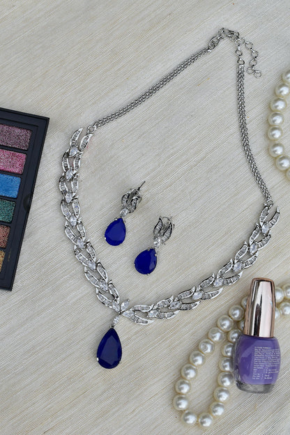blue necklace earrings set