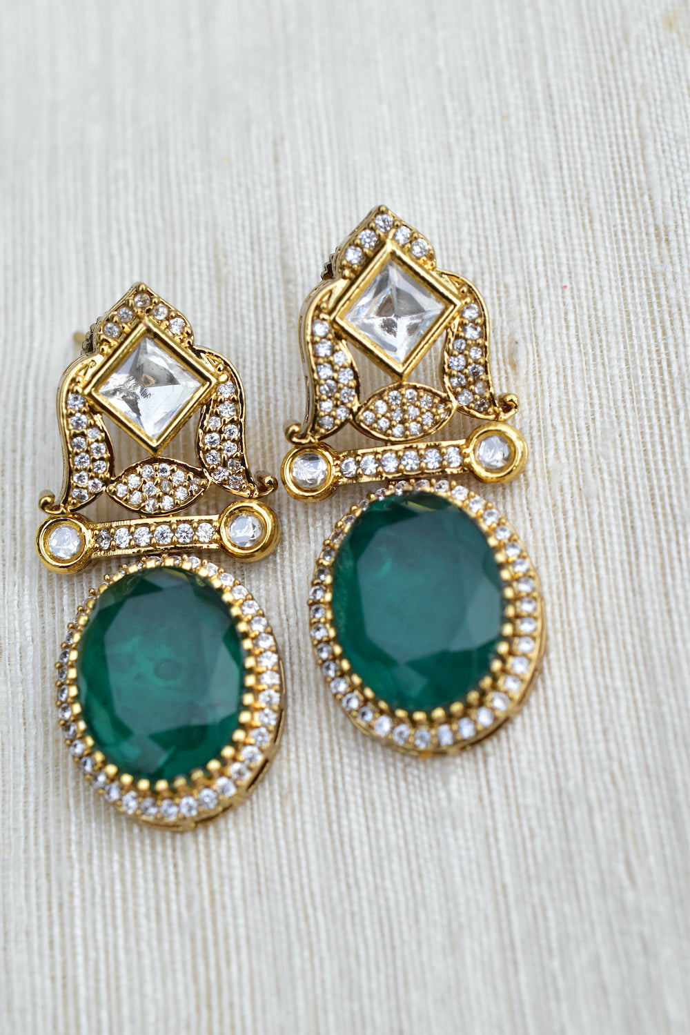 bridal antique doublet moissanite long necklace set