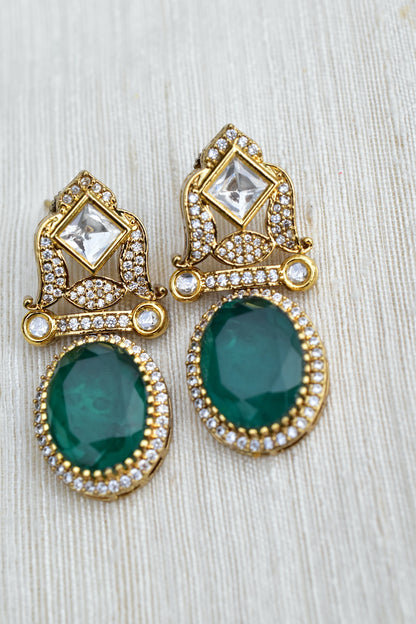 bridal antique doublet moissanite long necklace set