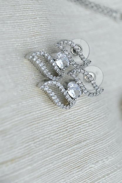 Ad silver polish delicate necklace earrings Set adspchnes250321