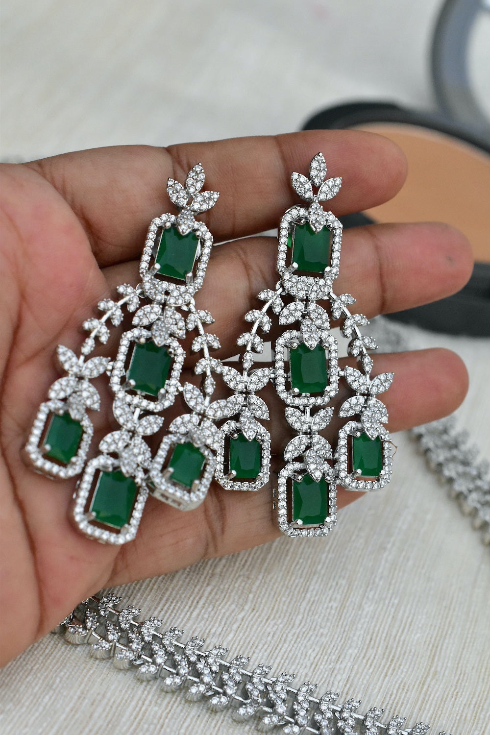 big zirconia drop earrings