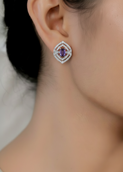 Ad zircon antique gold polish oval stud earrings adgpse250299