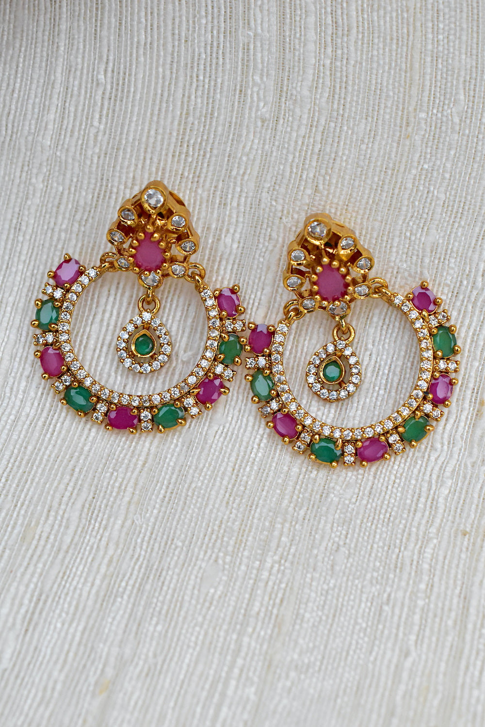 ruby emerald chandbali