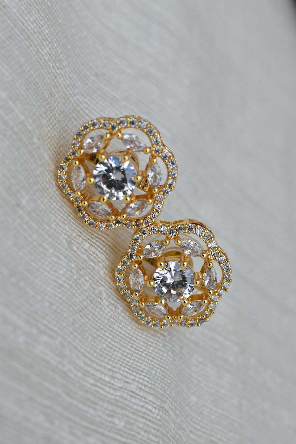 cz studs gold