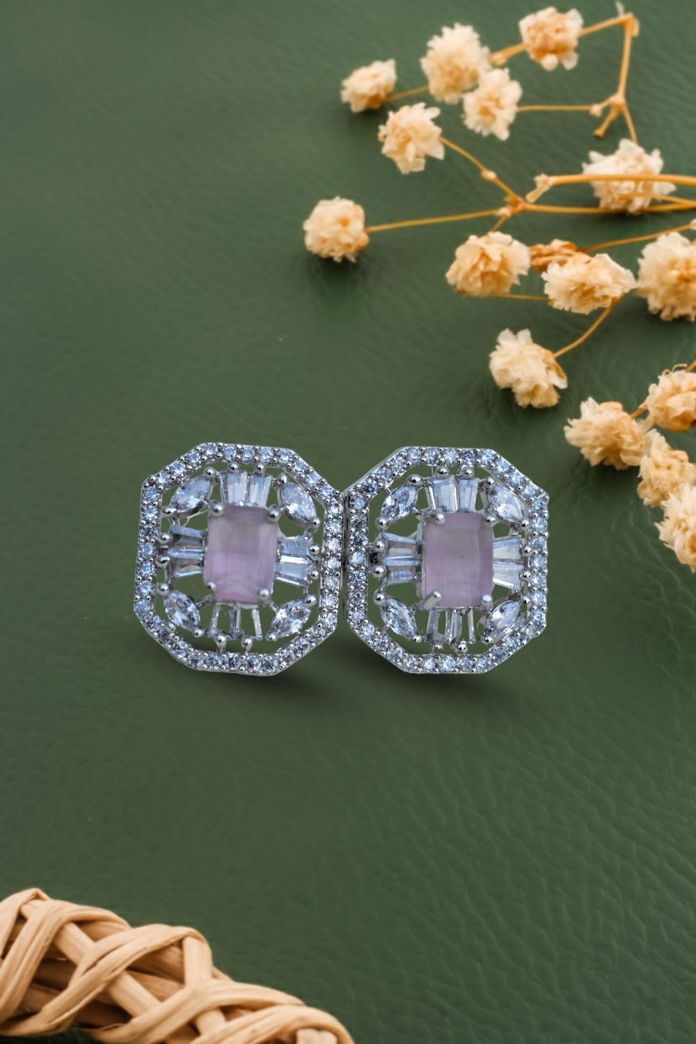 Ad zircon antique gold polish oval stud earrings adgpse250305